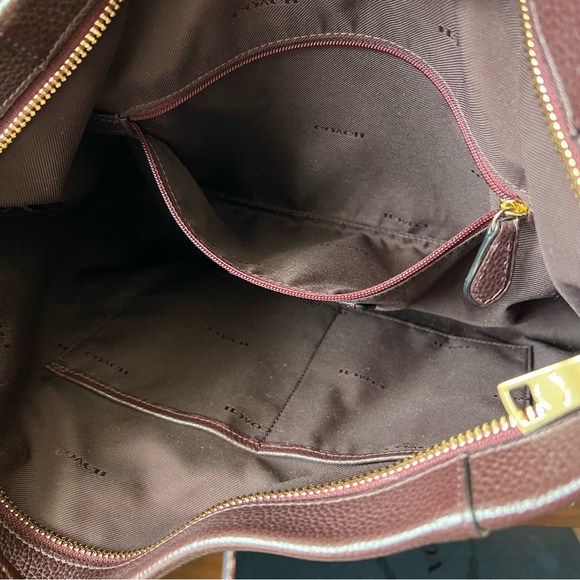 COACH SCOUT Oxblood Pebble Leather Hobo Shoulder Bag - Picture 9 of 13